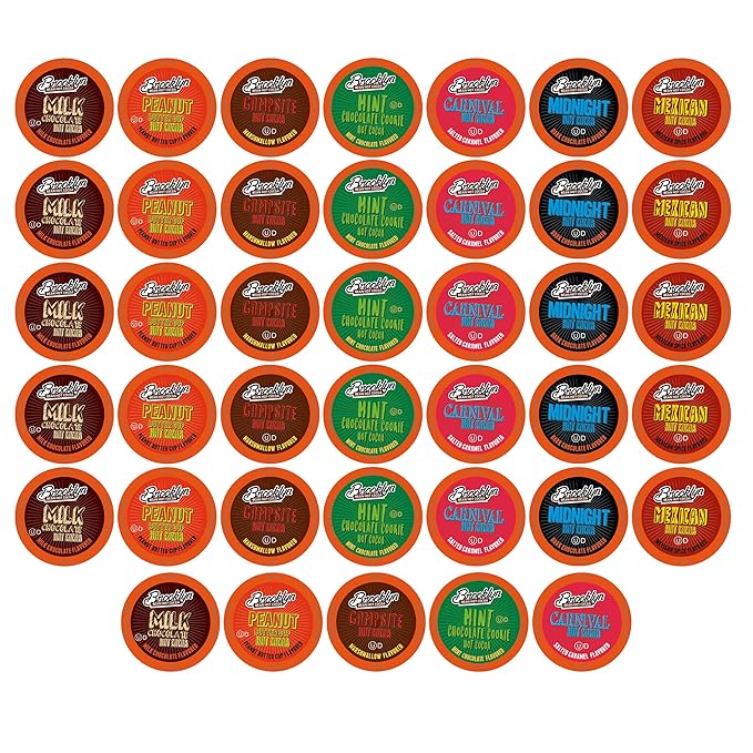 Brooklyn Beans Hot Chocolate Variety Pack Pods, Compatible with 2.0 K-Cup Brewers, 40 Count