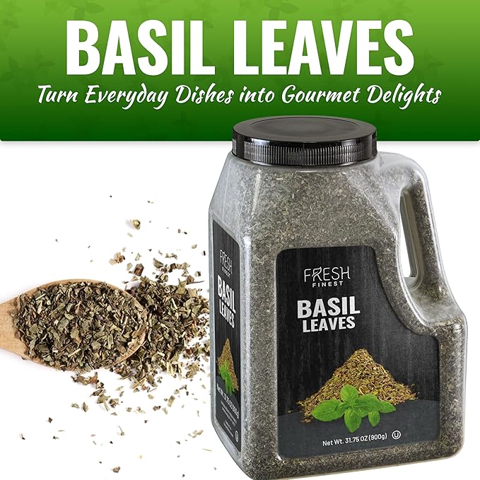 Fresh Finest Basil Leaves Spice Bulk 2 LB (31.75 oz) ??Premium Dried Sweet Basil Bulk, Non-GMO, Kosher, Gluten-Free, Vegan-Friendly Culinary Herb