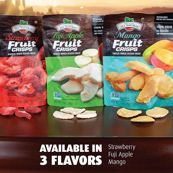 Brothers All Natural Freeze Dried Fruit Crisps, Fuji Apple, 1 Oz (Pack of 8), Made with 100% Fruit, Gluten Free, Soy Free, Vegan, Heathy Snack, Resealable Pouch