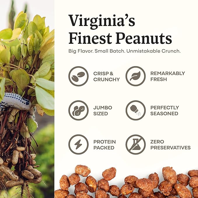 Belmont Peanuts Gourmet Butter Toffee Candied Peanuts, 20 oz (1 Pack) ??Only 4 Ingredients, No Preservatives, 3g Protein ??A Premium, Sweet, Buttery, Salty, Crunchy, Hand Seasoned Snack