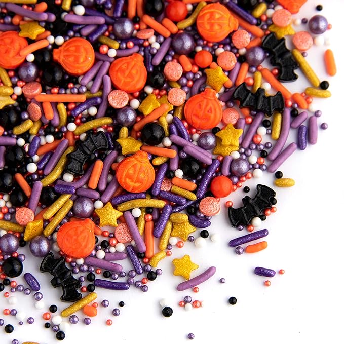 Sweets Indeed Toil & Trouble Halloween Sprinklefetti Mix ??4 oz Jar | Sprinkles with Pumpkins, Bats, Jimmies, Nonpareils, Sugar Pearls & Quins | Spooky Cookie & Cupcake Decorations