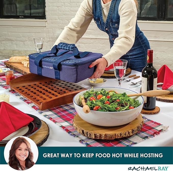 Rachael Ray Lasagna Lugger, Thermal Insulated Casserole Carrier for Hot or Cold Food, Lugger Tote for Potluck, Parties, Picnic, and Cookouts, Fits 9" x 13" Baking Dish