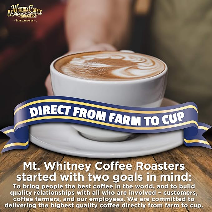 Mt. Whitney Premium Organic Spring Water Colombian, Medium Dark Roast, Low Acid, Decaf Coffee (Ground, 12 Oz)