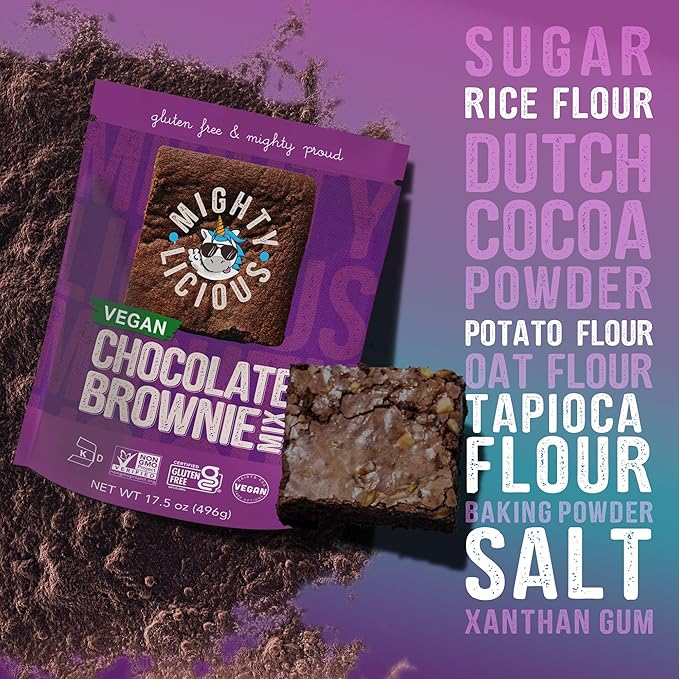 Mightylicious Chocolate Brownie Mix (Plant Based) ??Gluten-Free ??Non-GMO ??Egg-Free ??Kosher ??Dairy-Free ??Allergen Friendly ??Preservative Free ??Ideal for Baking ??3-Pack (52.5oz Total, 3.3lbs)