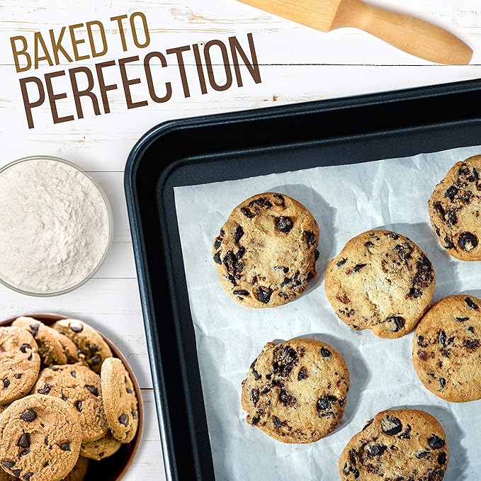 NutriChef 2-Piece Non-Stick Baking Sheet Pan Set - Premium Carbon Steel Cookie Sheets for Baking - Large and Medium Size Nonstick Oven Baking Trays - Blue Diamond