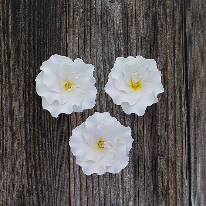Global Sugar Art Azalea 1.75 Inch Sugar Cake Flowers White with Wire and Stamen, 10 Count by Chef Alan Tetreault