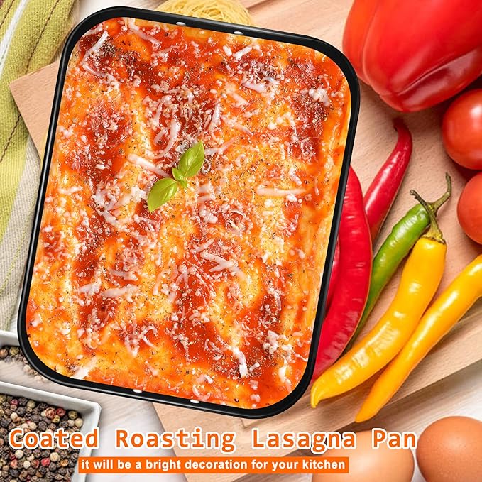 Lasagna Pan Deep, Baking Pan for Oven, 16x12x3 Inch Baking Dishes for Oven, Roasting Pan Brownie Pan with Handles, Rectangle Cake Pans Sets for Baking, Deep Baking Pan, Nonstick Bakeware Set