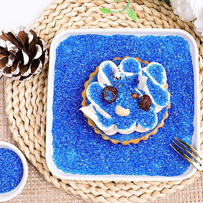 Blue Sprinkles Sanding Sugar, 6.35 Oz Edible Sparkling Sugar Crystals for Baking Cookies Ice Cream Cupcake Cake Decorations