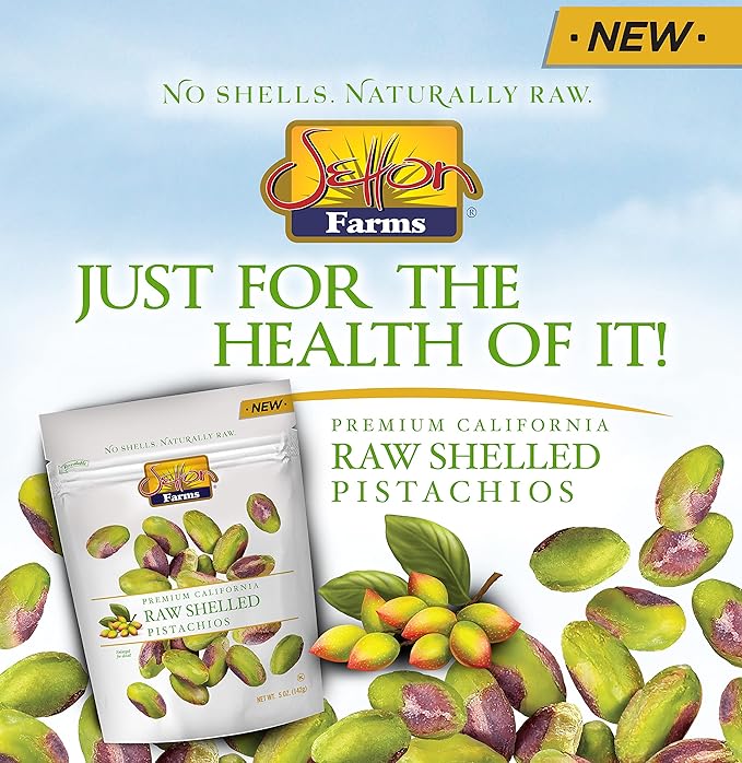 Setton Farms Naturally Raw Shelled Pistachios, No Shell, Non-GMO Project Verified, Certified Gluten Free, Vegan and Kosher, Heart Healthy Snack, 5 Oz. (Also perfect for making Dubai Chocolate)
