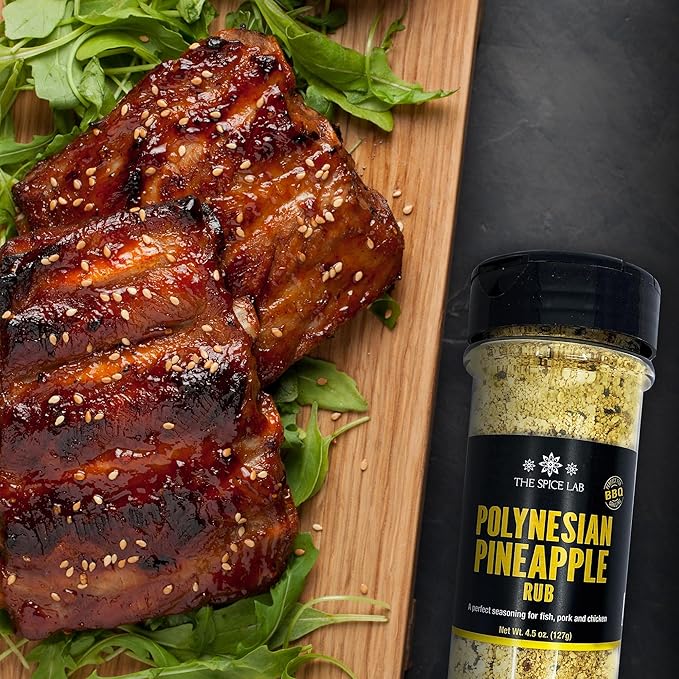 The Spice Lab Polynesian Pineapple Rub - Sweet & Savory Teriyaki seasoning - Pineapple Seasoning With Honey & enhanced with soy sauce a Gourmet Flavor Explosion - Hawaiian seasoning, Kosher, Non-GMO