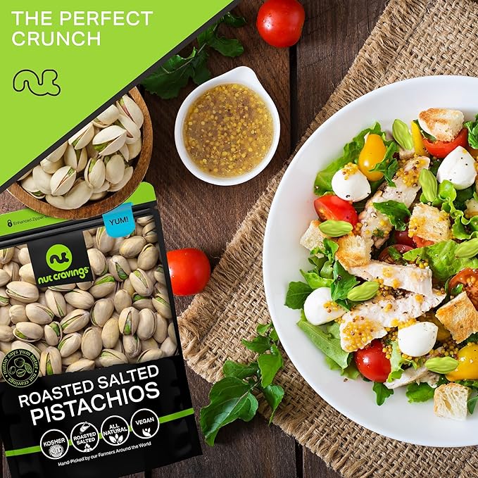 NUT CRAVINGS - Freshly Roasted & Salted California Pistachios (32oz - 2 LB) Packed Fresh in Resealable Bag - Nut Snack - Food Assortments