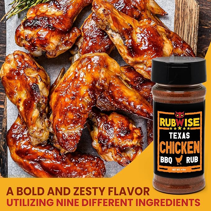 Rubwise Texas Style Chicken Seasoning Rub (No MSG) | BBQ Rubs and Spices for Smoking and Grilling Poultry | Great for Turkey, Duck, and Seafood | Premium Meat Seasonings and Spice Dry Mix | 6oz