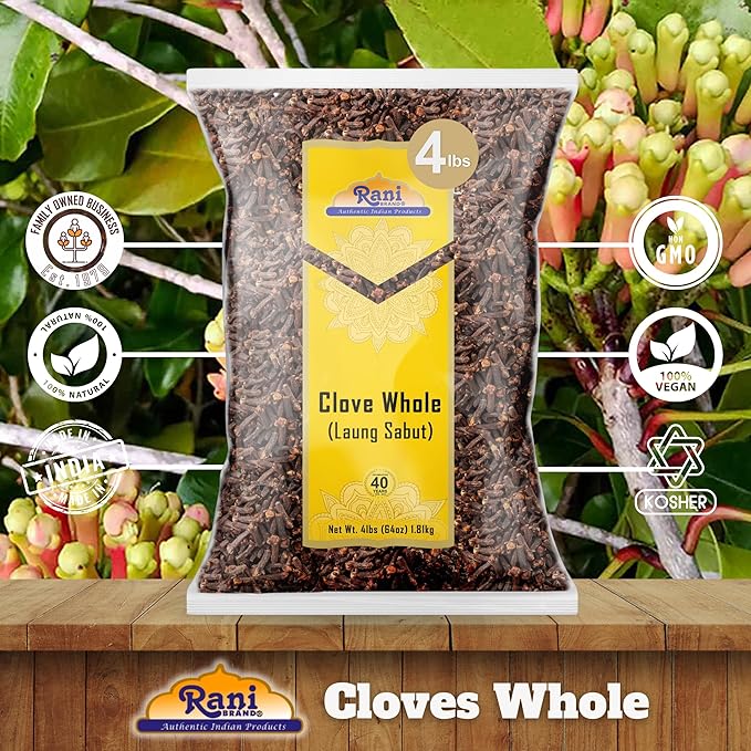 Rani Cloves Whole (Laung) 64oz (4lbs) 1.81kg Great for Food, Tea, Pomander Balls and Potpourri, Hand Selected, Spice, Bulk ~ All Natural | NON-GMO | Kosher | Vegan | Gluten Friendly | Indian Origin