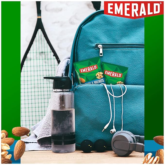 Emerald Nuts Unsalted Almonds and Walnuts 7 Ct (1-Pack), 100-Calorie Individual Packs of Nut Blend, Kosher Certified, Non-GMO, Contains No Artificial Preservatives, Flavors or Synthetic Colors