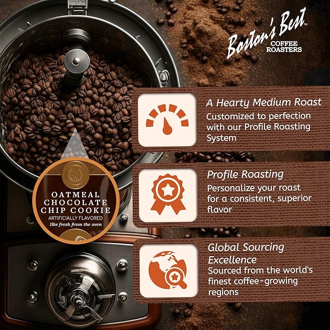 Boston???Best - Oatmeal Chocolate Chip Flavored Coffee, Delicious Gourmet Premium Ground Coffee, 11 oz. / 311 g Bag
