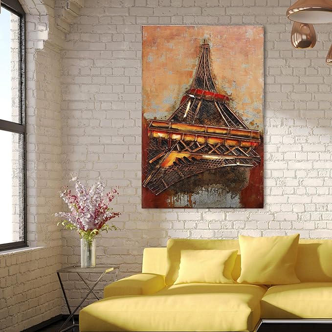 Empire Art Direct Eiffel Tower Mixed Media Iron Hand Painted Dimensional Wall Art Ready to Hang 48" x 32" x 2.2" Eiffel Tower,PMO-120203-4832