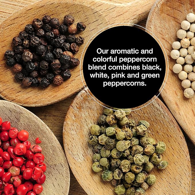 The Spice Lab Rainbow Peppercorns - Mixed Peppercorns Whole ??1 Pound Resealable Bag - Kings Peppercorn Medley - All Natural OU Kosher Gluten Free - Rainbow Peppercorns For Grinder Refill