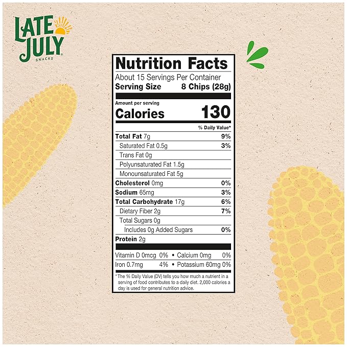 Late July Snacks Thin And Crispy Organic Tortilla Chips Sea Salt, 14.75 Oz (Pack of 2)