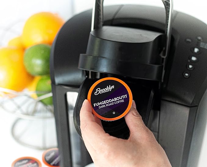 Brooklyn Beans Dark Roast, Fuhgeddaboutit Gourmet Coffee Pods, Compatible with 2.0 Keurig Coffee Pods Brewers, 72 Count