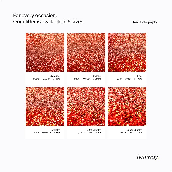 Hemway Premium Glitter Shaker - Red Holographic | 115g Extra Chunky Metallic Flake Sequins for Resin & Epoxy Crafts | Craft Supplies for Tumblers, Festival, Art
