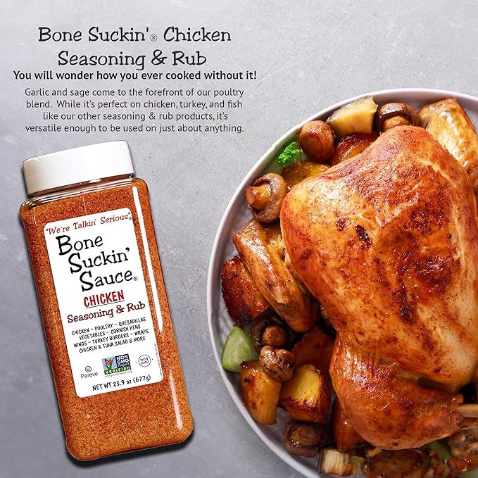 Bone Suckin' Sauce Bulk Seasoning & Rub - Brown Sugar, Garlic, Onion, Spices - Non-GMO, Gluten-Free, Fat-Free, Kosher, Pareve, No MSG (1 Pack, Chicken)