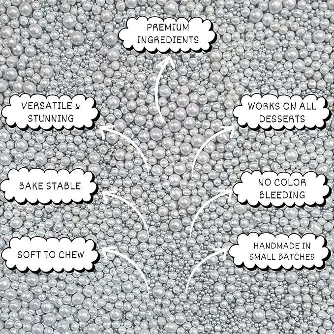 Confect Silver Metallic Sprinkles Mix ??Metallic Sugar Pearls & Decorative Disco Balls for Cake, Cupcake & Cookie Decorating -Vegan, Gluten-Free, Nut-Free, Soy-Free, Dairy-Free, Palm Oil-Free ??4.2 oz