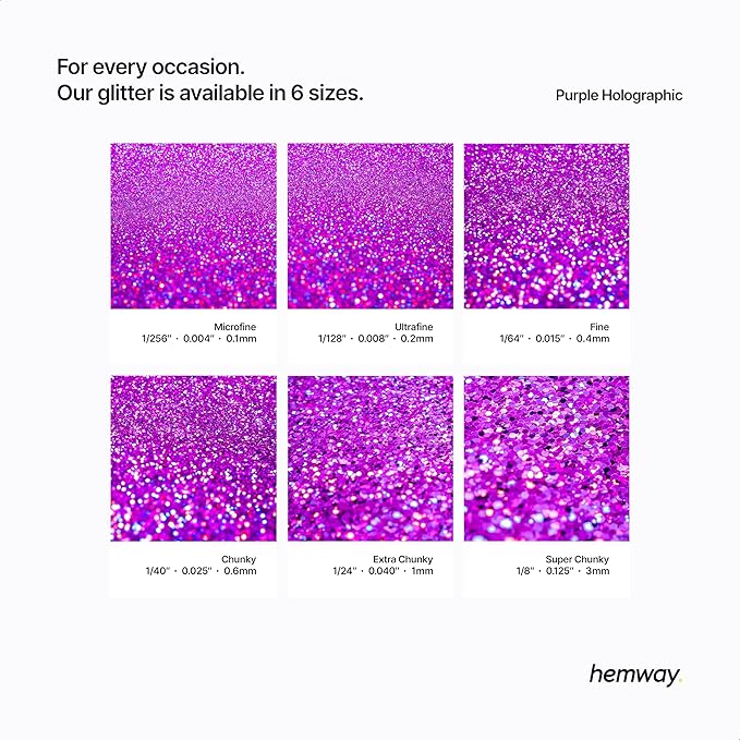 Hemway Premium Glitter Shaker - Purple Holographic | 125g Microfine Metallic Flake Sequins for Resin & Epoxy Crafts | Craft Supplies for Tumblers, Festival, Art