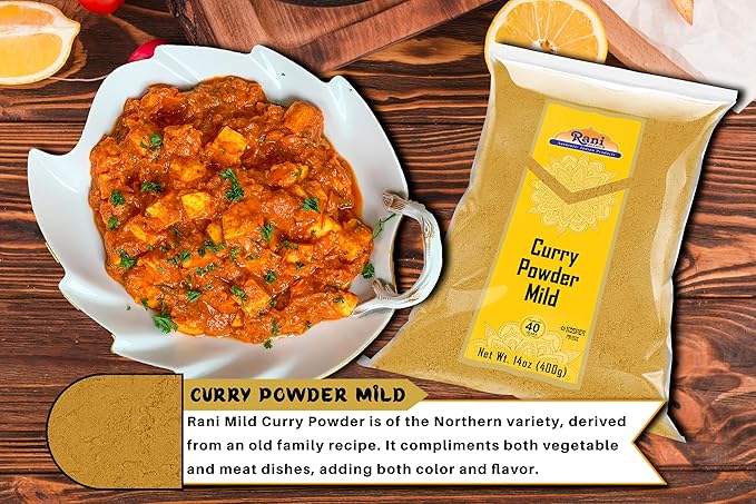 Rani Curry Powder Mild (10-Spice Authentic Indian Blend) 14oz (400g) ~ All Natural | Salt-Free | NO Chili or Peppers | Vegan | No Colors | Gluten Friendly | NON-GMO | Indian Origin