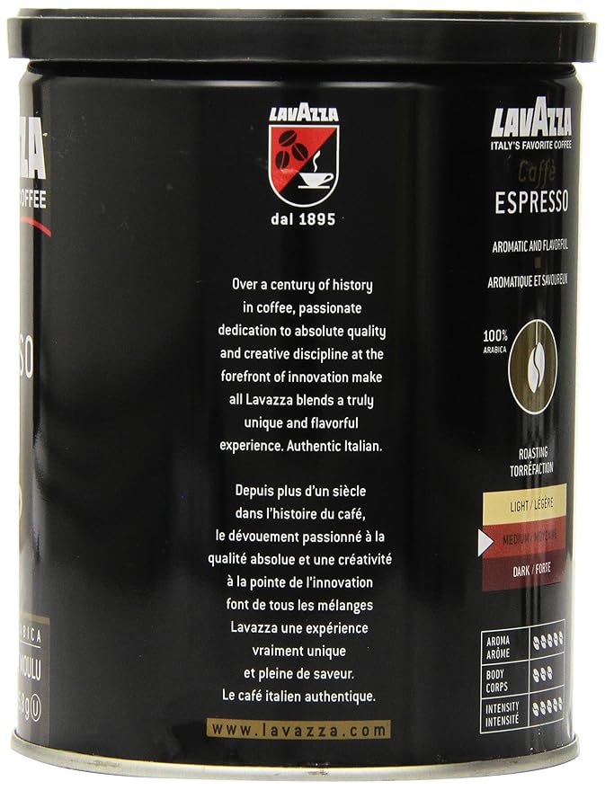 Lavazza Caffe Espresso Ground Coffee, 8-Ounce Cans (Pack of 3)