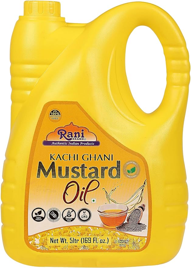 Rani Mustard Oil (Kachi Ghani) 169 Ounce (5 Liter) Pack of 2, NON-GMO | Gluten Free | Vegan | 100% Natural | Kosher