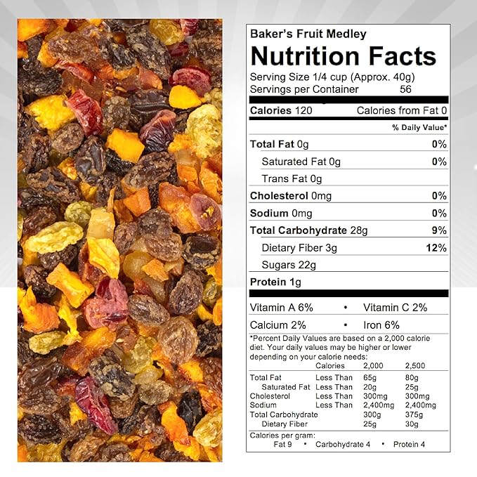 Traina Home Grown Sun Dried Baker?셲 Fruit Medley - Diced Peaches, Cranberries, Apricots, Pears, Nectarines, and Raisins - Non GMO, Gluten Free, Value Size(5 lbs)