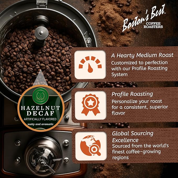 Boston???Best Coffee - Hazelnut Decaf Gourmet Coffee, Delicious Medium Roast Coffee, Nutty Premium Ground Coffee, 11 oz. / 311 g Coffee Bag