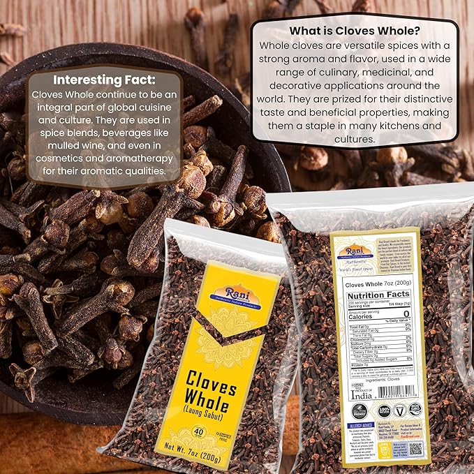 Rani Cloves Whole (Laung) 7oz (200g) Great for Food, Tea, Pomander Balls and Potpourri, Hand Selected, Spice ~ All Natural | NON-GMO | Kosher | Vegan | Gluten Friendly | Indian Origin