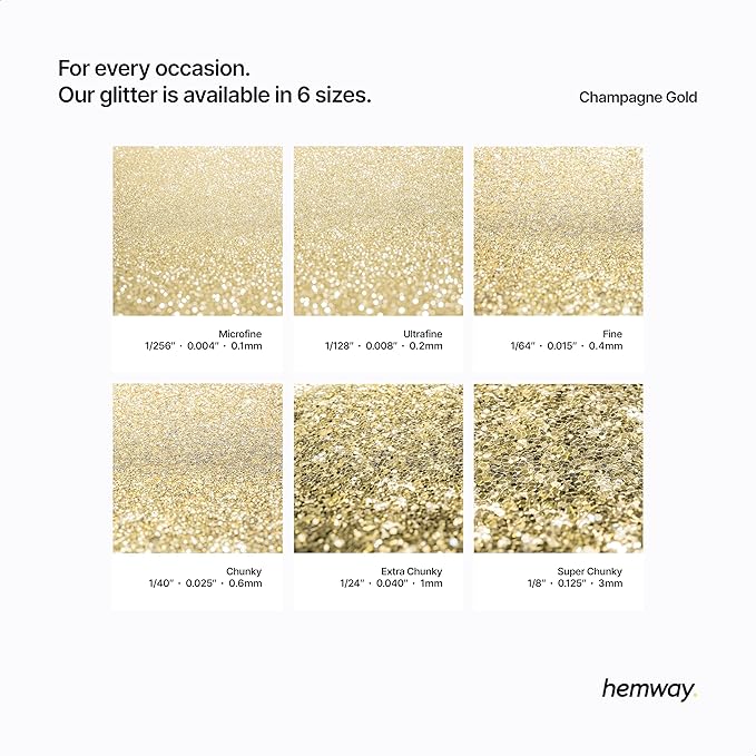 Hemway Premium Glitter Shaker - Champagne Gold | 125g Microfine Metallic Flake Sequins for Resin & Epoxy Crafts | Craft Supplies for Tumblers, Festival, Art
