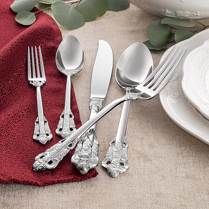 KEAWELL Luxury 7" Tea Spoon, Set of 4, 18/10 Stainless Steel, Sturdy Dessert Spoon, Gorgeous Design with Exceptional Mirror Polished Finish (Silver)
