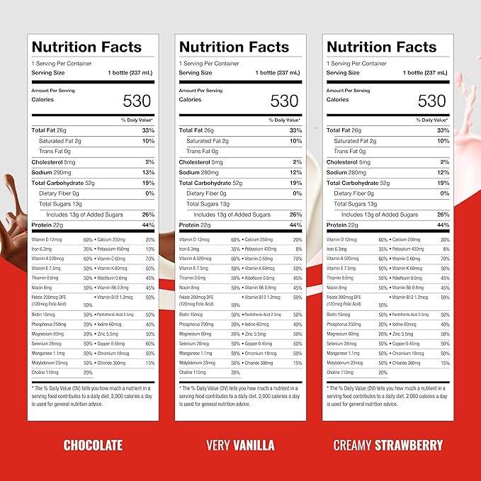 BOOST Very High Calorie Nutritional Drink ??Helps Weight Gain & Maintenance -530 Calories -26 Vitamins & Minerals - 22 g Protein - Variety Pack - Vanilla, Chocolate & Strawberry - 8 fl oz (Pack of 24)