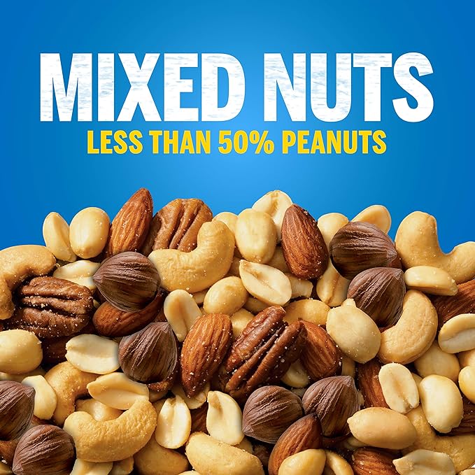 PLANTERS Salted Mixed Nuts, Party Snacks, Plant-Based Protein 56oz (1 Canister) (Pack of 2)