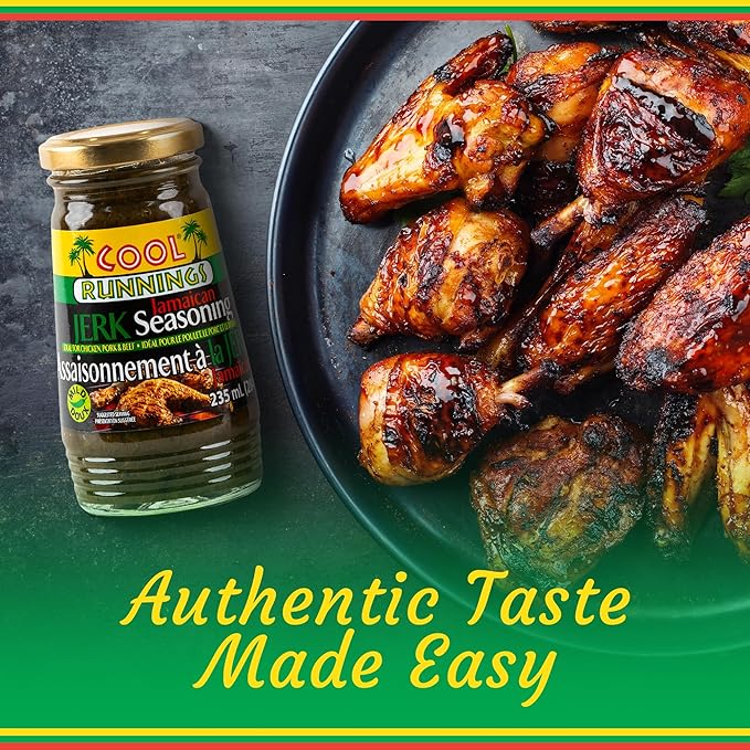 Cool Runnings Jerk Jamaican Seasoning Mild Sauce 284g - Authentic Mild Jamaican Sauce for Marinating, Grilling, and Cooking Chicken, Pork, and Fish, Perfect for Bold Caribbean Jerk Flavors