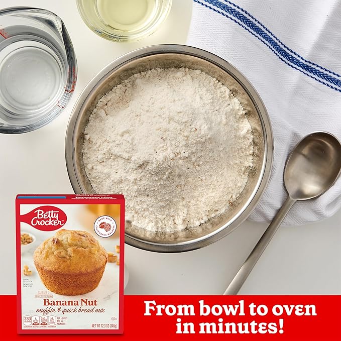 Betty Crocker Banana Nut Muffin and Quick Bread Mix, Made with California Walnuts, 12.3 oz (Pack of 12)