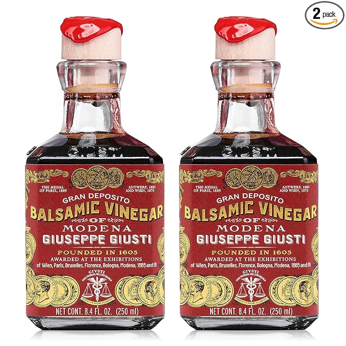 Giusti Italian Balsamic Vinegar of Modena IGP - 3 Gold Medals, Rich & Thick Gran Deposito Aceto Balsamico di Modena for Salads, Cheese & Finishing Touches, Made in Italy ??8.45 fl oz/250 ml -Pack of 2