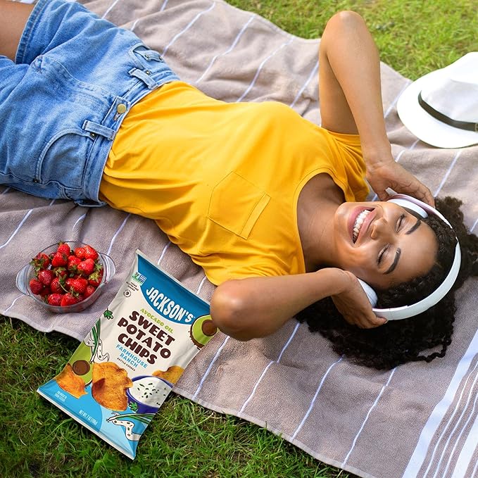 Jackson???Sweet Potato Kettle Chips Avocado Oil Variety Pack made with Premium Oils (7oz, Pack of 6) Sea Salt, Ranch and BBQ Flavors - Allergen-friendly, Gluten Free, Vegan