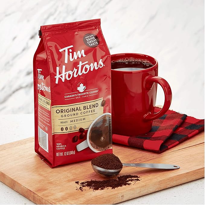 Tim Hortons Original Blend, Medium Roast Ground Coffee, Perfectly Balanced, Always Smooth, Made with 100% Arabica Beans, 12 Ounce (Pack of 6)
