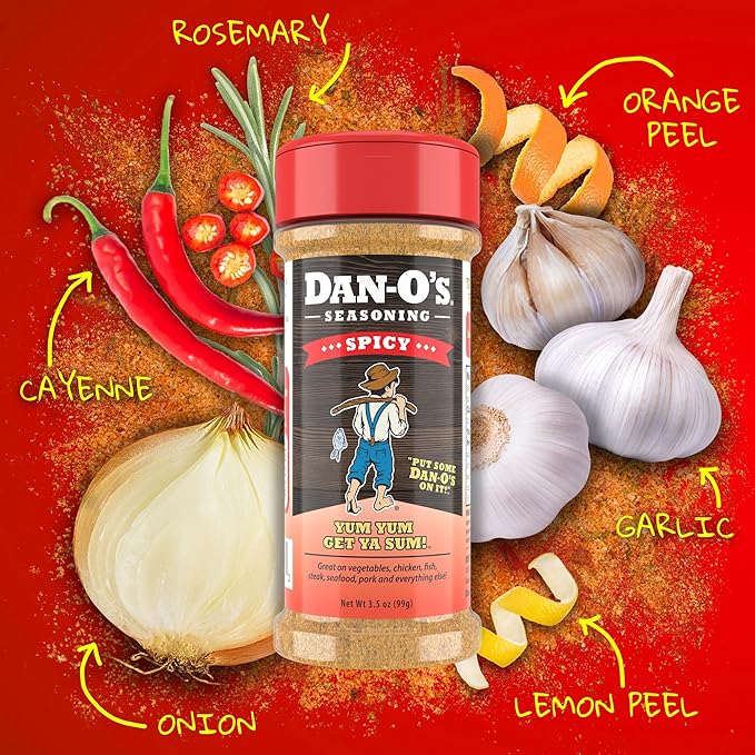 Dan-O's 6 Bottle Seasoning Set, Small Bottles, 6 Pack, Includes Original, Spicy, Chipotle, Crunchy, Cheesoning and Preem-O Seasonings, Sugar Free, Zero Calorie, All-Purpose Seasoning Kit
