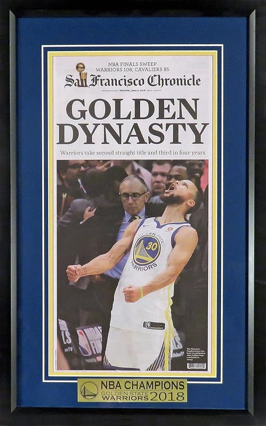 Golden State Warriors 2018 NBA Championship Newspaper Framed Display (Ft. Curry)