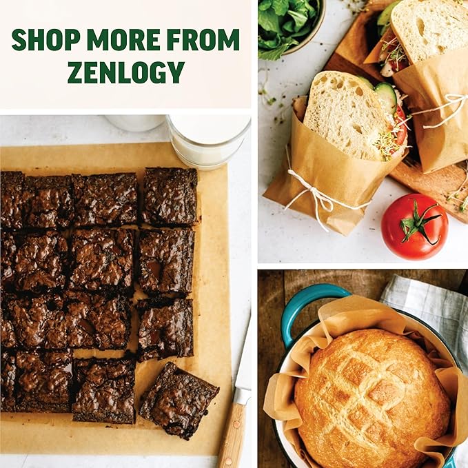 Zenlogy 6 Inch Parchment Paper Rounds (100 Sheets) - Unbleached, Pre-cut, High Heat, Round Liners - Fits 6 inch Small Round Cake Pans or Great for Lining, Freezing and Storing, and Separating