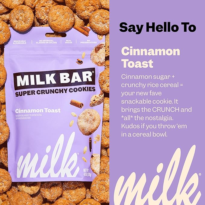 MILK BAR Crunchies | Crunchy Bite Sized Cookies With No Artificial Flavors or Preservatives | Pack of 3, 4.5oz Bags (Mix-it-up 3 Pack) (Greatest Hits)