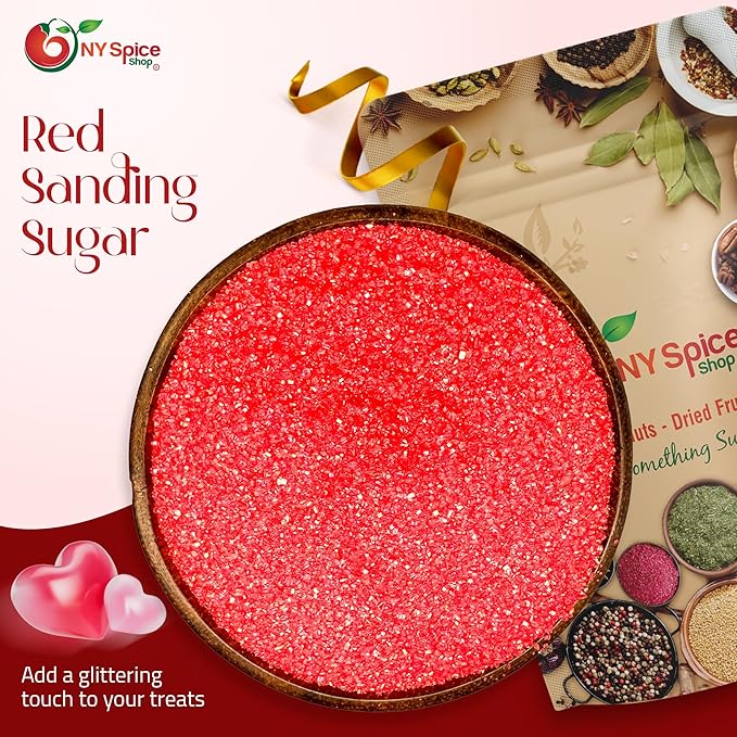 NY Spice Shop Red Sanding Sugar - 3 Pound Sweet Colorful Edible Sprinkles For Candy Dish - Sugar Sprinkles For Cake Decorating Cookies Basket & Dishes