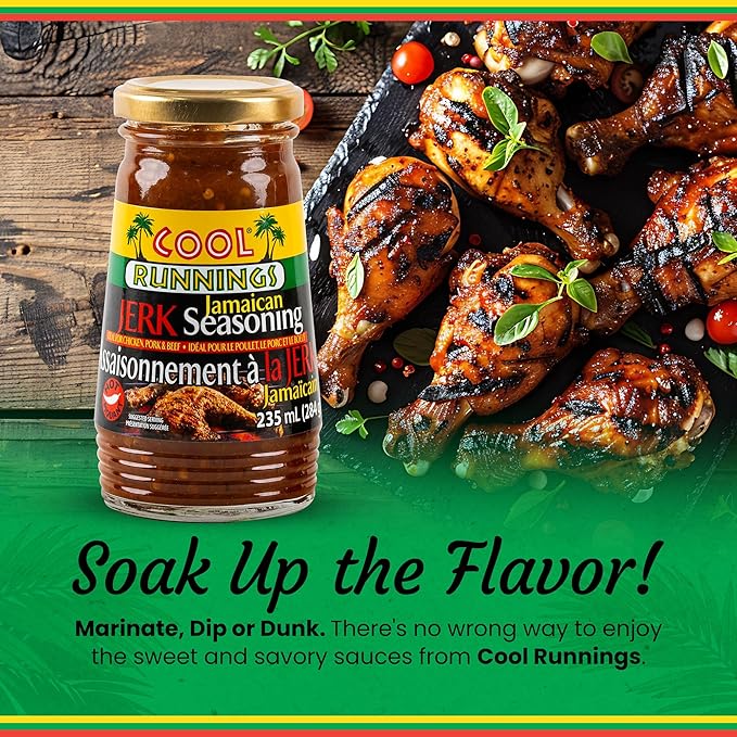 Cool Runnings Jerk Jamaican Seasoning Hot Sauce 284g - Authentic Spicy Jamaican Sauce for Marinating, Grilling, and Cooking Chicken, Pork, and Fish, Perfect for Bold Caribbean Jerk Flavors