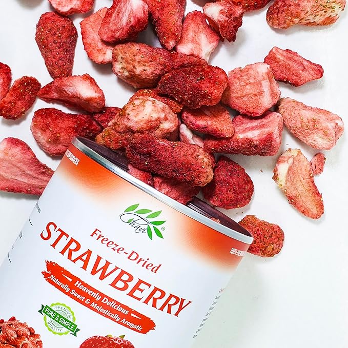 CHAVI Freeze-Dried Strawberry | Healthy 1 Ingredient Superfood - No Added Sugars or Preservatives - Non-GMO, Vegan, Gluten-Free | Long Shelf Life | 2 oz Can