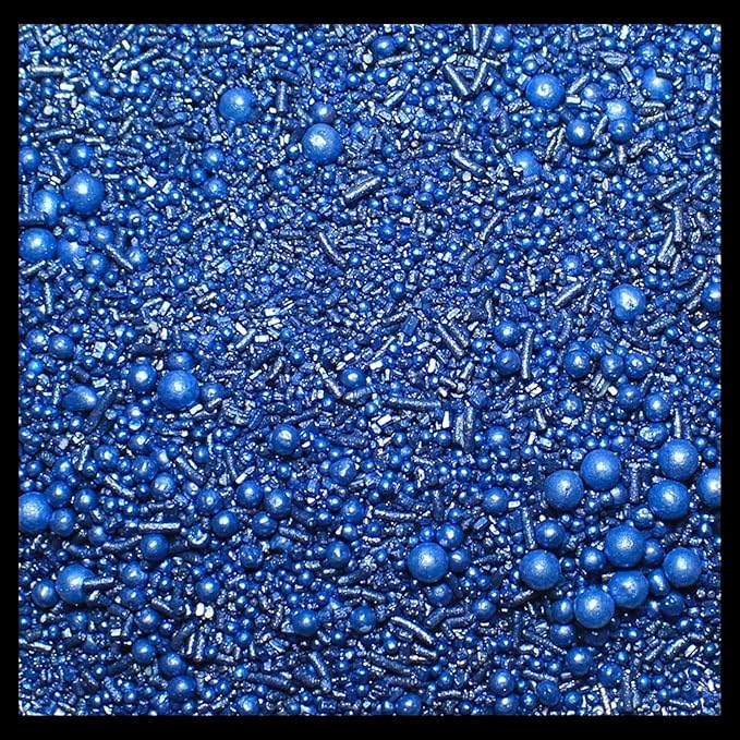 Confect Edible Christmas Sprinkles ??Navy Blue Pearl & Vermicelli Mix for Frozen-Themed Cake, Cupcake, Cookie & Holiday Baking Decoration | Vegan, Gluten-Free, Soy-Free, Dairy-Free, Palm Oil-Free- 4.2 Oz